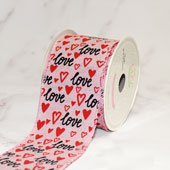 2 1/2" WIRED LOVE MINI HEARTS RIBBON-10 YDS (Pink)
