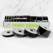 12 ROLLS SATIN RIBBONS MULTIPLE SIZE & PUT-UP (Black)