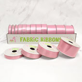 12 ROLLS SATIN RIBBONS MULTIPLE SIZE & PUT-UP (Pink)