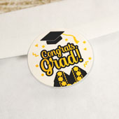 1 1/2" CONGRATS, GRAD! STICKERS-12 PCS (White)