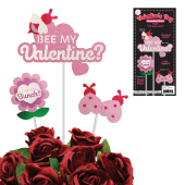 3 PCS FLORAL HEARTS STICK PROPS-SET (Pink)
