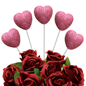 1 3/4" HEART FOAM WITH STICK-5 PCS (Pink)