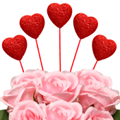 1 3/4" HEART FOAM WITH STICK-5 PCS (Red)