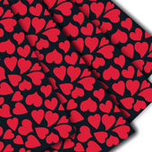 22" X 22" CURLY HEARTS FLORAL WRAP-20 PCS (Black/Red)