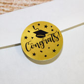 1 1/2" CONGRATS CONFETTI STICKERS-12 PCS (Gold)