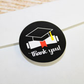 1 1/2" THANK YOU! GRAD STICKERS-12 PCS (Black)