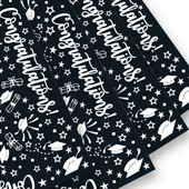 22" X 22" CONGRATULATION GRAD FLORAL WRAP-20 PCS (Black/White)