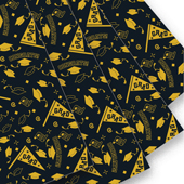 22" X 22" GRAD FLAG FLORAL WRAP-20 PCS (Black/Gold)