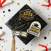 3 PCS DIPLOMA, HAT, BOOKS EMBROIDERY PATCHES-SET (Assorted)