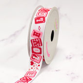 7/8" GROSGRAIN LOVE CARDS RIBBON-10 YDS (White)