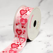 1 1/2" SATIN HEART AIR BALLONS RIBBON-10 YDS (Pink)
