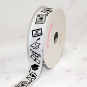 7/8" GROSGRAIN BOOK DIPLOMAS RIBBON-10 YDS (White)