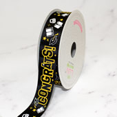 7/8" SATIN CONGRATS! RIBBON-10 YDS (Black)