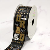 1 1/2" SATIN YOU DID IT! RIBBON-10 YDS (Black)