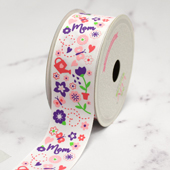 1 1/2" GROSGRAIN MOM GARDEN RIBBON-10 YDS (White)
