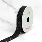 7/8" GLITTER GROSGRAIN RIBBON-10 YDS (Black)