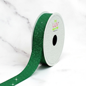 7/8" GLITTER GROSGRAIN RIBBON-10 YDS (Emerald Green)