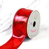 2" WIRED SHINY FAUX LEATHER RIBBON-10 YDS (Red)
