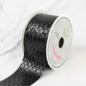 2" GLITTER OVAL NET RIBBON-10 YDS (Black)