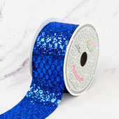 2" GLITTER OVAL NET RIBBON-10 YDS (Royal Blue)