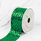 2" GLITTER OVAL NET RIBBON-10 YDS (Green)
