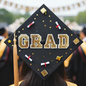 4 PCS "G R A D" SEQUINS PATCHES-SET (Gold)