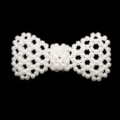 3 1/8" X 1 1/2" FULL BEADED BOWKNOT PEARL ACCESSORIES-3 PCS (White)