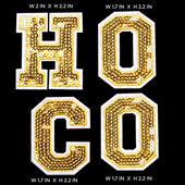 4 PCS "H O C O" SEQUIN PATCHES-SET (Gold)