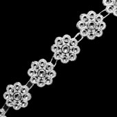 5/8" SMALL FLORAL BEDAZZLE TRIM-4.5 METERS (Silver)