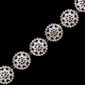 1" CIRCULAR FLORAL BEDAZZLE TRIM-4.5 METERS (Silver)