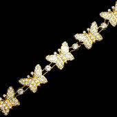 3/4" BUTTERFLY BLING BEDAZZLE TRIM-4.5 METERS (Gold)