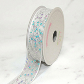 1" IRIDESCENT SEQUIN MESH RIBBON-10 YDS (White)