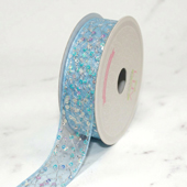 1" IRIDESCENT SEQUIN MESH RIBBON-10 YDS (Blue)