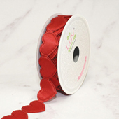 1" SATIN HEARTS CUT-OUT RIBBON-10 YDS (Red)
