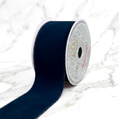2 1/2" WIRED DECORATIVE VELVET RIBBON-10 YDS (Navy Blue)