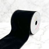 4" WIRED DECORATIVE VELVET RIBBON-5 YDS (Black)