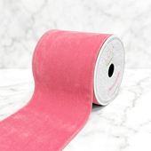 4" WIRED DECORATIVE VELVET RIBBON-5 YDS (Pink)