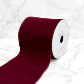 4" WIRED DECORATIVE VELVET RIBBON-5 YDS (Wine)