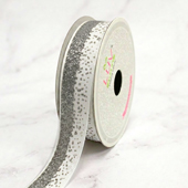 7/8" GLITTER SPARKLE SANDS GROSGRAIN-10 YDS (White/Silver)