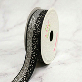 7/8" GLITTER SPARKLE SANDS GROSGRAIN-10 YDS (Black/Silver)