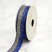 7/8" GLITTER SPARKLE SANDS GROSGRAIN-10 YDS (Royal Blue/Silver)