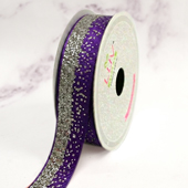 7/8" GLITTER SPARKLE SANDS GROSGRAIN-10 YDS (Purple/Silver)