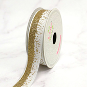 7/8" GLITTER SPARKLE SANDS GROSGRAIN-10 YDS (White/Gold)