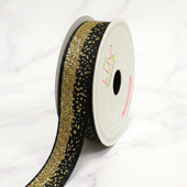 7/8" GLITTER SPARKLE SANDS GROSGRAIN-10 YDS (Black/Gold)