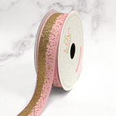7/8" GLITTER SPARKLE SANDS GROSGRAIN-10 YDS (Pink/Gold)