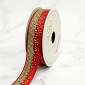 7/8" GLITTER SPARKLE SANDS GROSGRAIN-10 YDS (Red/Gold)