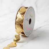 1" SATIN HEARTS CUT-OUT RIBBON-10 YDS (Gold)