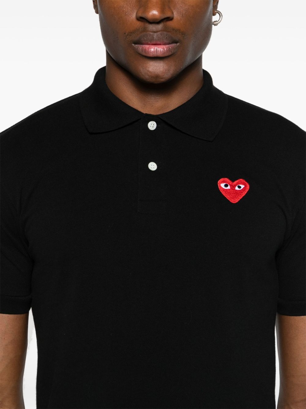 Comme Des Garçons Play Embroidered Heart Polo Shirt