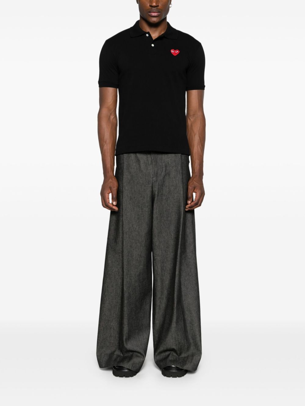 Comme Des Garçons Play Embroidered Heart Polo Shirt