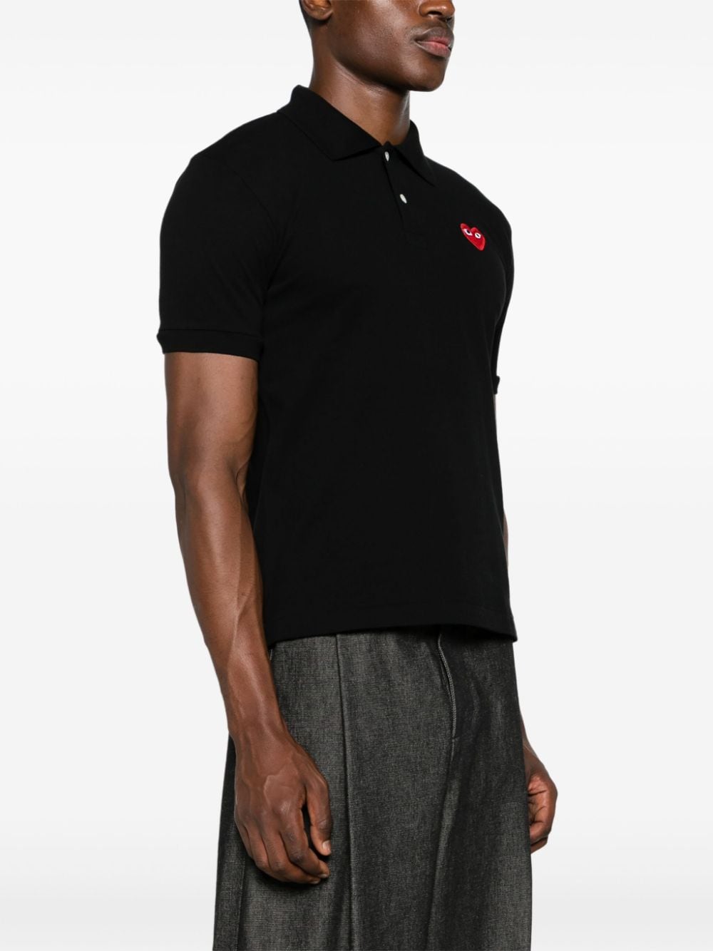 Comme Des Garçons Play Embroidered Heart Polo Shirt